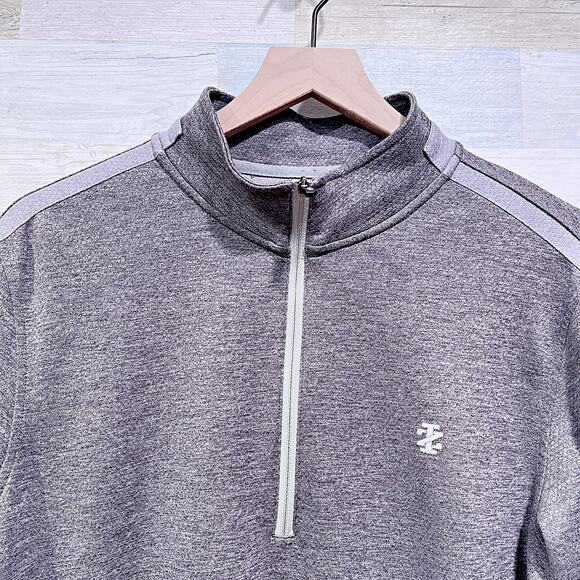 IZOD Golf 1/4 Zip Performance Mesh Pullover Heather Gray Mock Neck Mens Medium - Picture 2 of 7